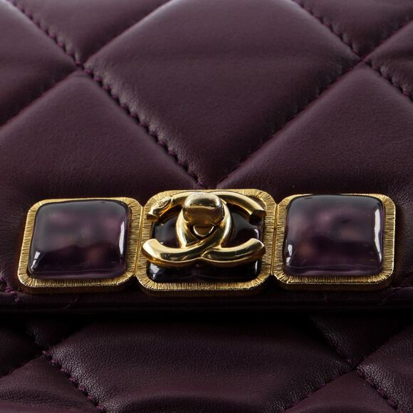 Chanel Resin CC Flap Bag Quilted Calfskin Mini Purple - Picture 6 of 8